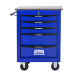 Rolling 5-Drawer Steel Tool Chest with Stainless Steel Top for workshop, garage, storage, or utility use