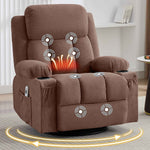 Swivel Rocker Recliner Chair with Vibration Massage, Heat, USB Port and Cup Holderrs detail image 2