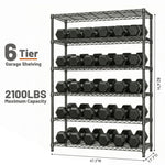 6-Tier Adjustable Wire Shelving Unit, 2100 lb Capacity for workshop, garage, storage, or utility use