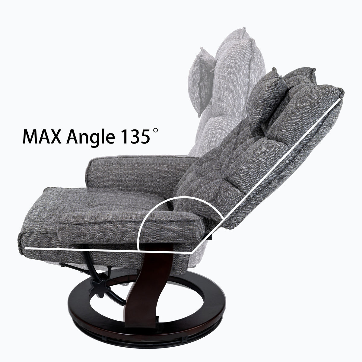 8-Point Massage Recliner with Ottoman, Heated Reclining Chair, Bent Wood Base detail image 6