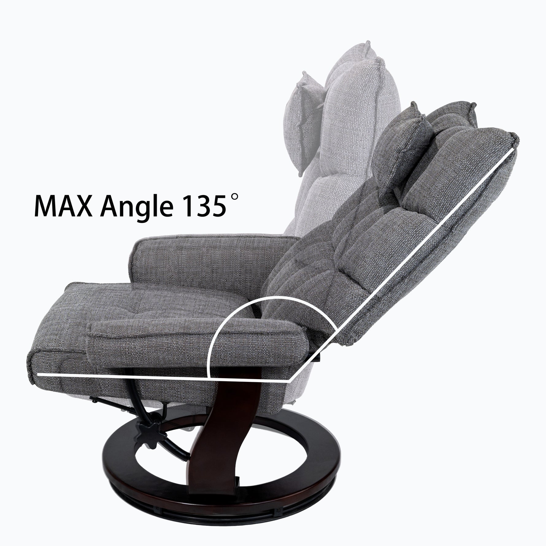 8-Point Massage Recliner with Ottoman, Heated Reclining Chair, Bent Wood Base detail image 6