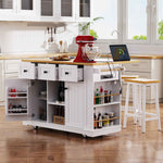 53 in. Farmhouse Kitchen Island with Power Outlet & Stools product view 23