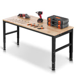 VEVOR Adjustable Height Hardwood Workbench with Power Outlets for workshop, garage, storage, or utility use