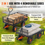 Metal Garden Dump Cart with 2-in-1 Handle for workshop, garage, storage, or utility use