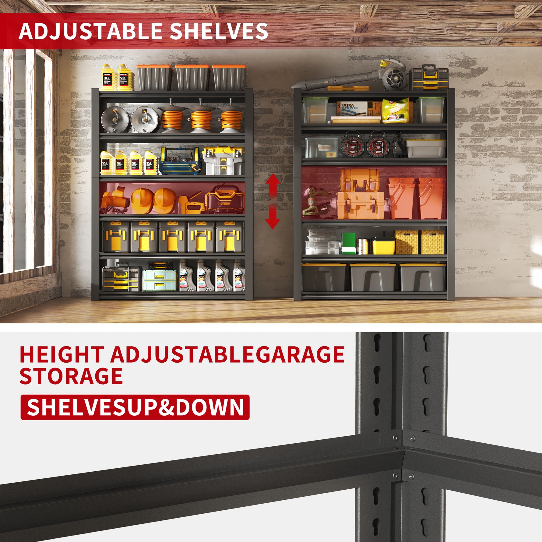 Industrial Heavy Duty Adjustable Metal Mesh Storage Shelving Unit for workshop, garage, storage, or utility use