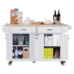 Rubberwood Drop-Leaf Kitchen Cart with 3 Drawers product view 12
