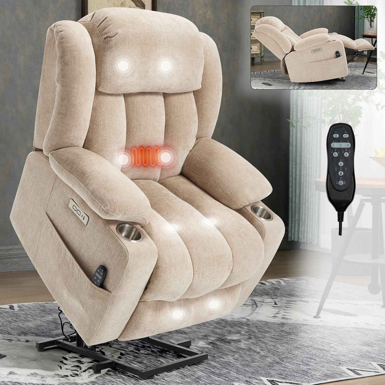 Dual-Motor Leather-Air Power Lift Recliner detail image 76
