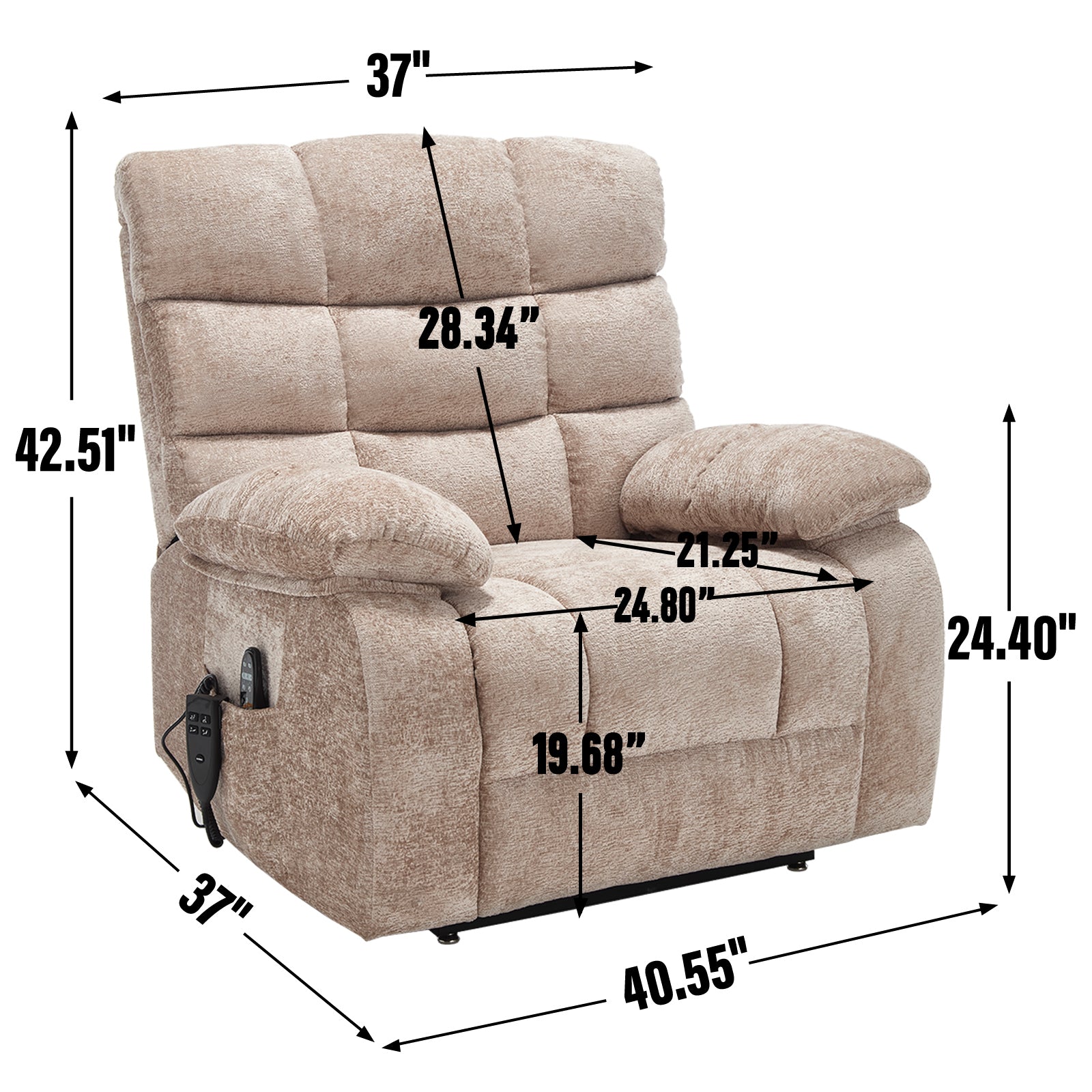 Dual-Motor Lift Recliner with Heat & Massage, 350 lb Capacity detail image 10