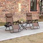 Outsunny Zero Gravity Chair Set with Side Table and Cup Holder detail image 9