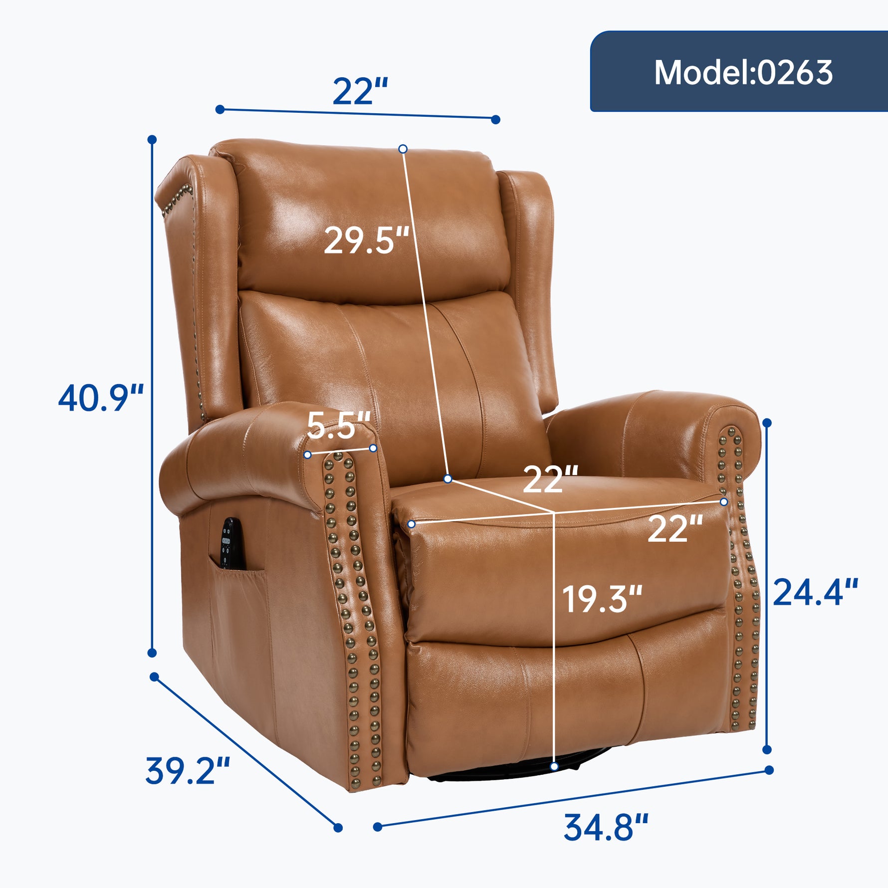 Heat Massage Manual Recliner Chair with Rocker and Swivel for Living Room detail image 89