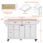 Rubberwood Drop-Leaf Kitchen Cart with 3 Drawers product view 10