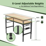 Adjustable Height Heavy-Duty Workbench, Rubber Wood Top Workstation with Power Outlets for workshop, garage, storage, or utility use
