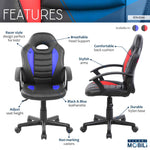 Techni Mobili Student Racer Office Chair, Red for home office seating