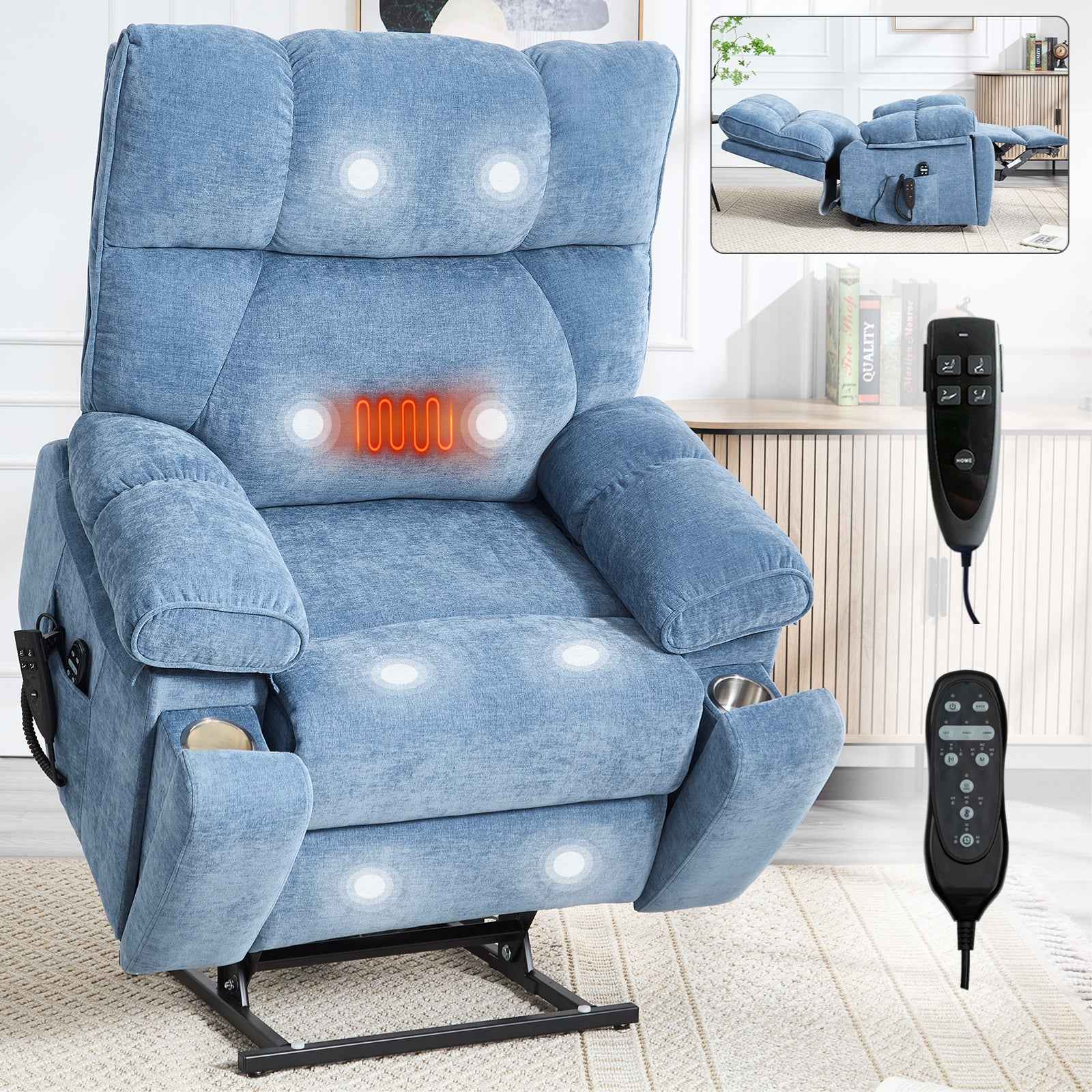 Dual-Motor Power Lift Recliner with Heat & Massage, 350 lb Capacity detail image 45