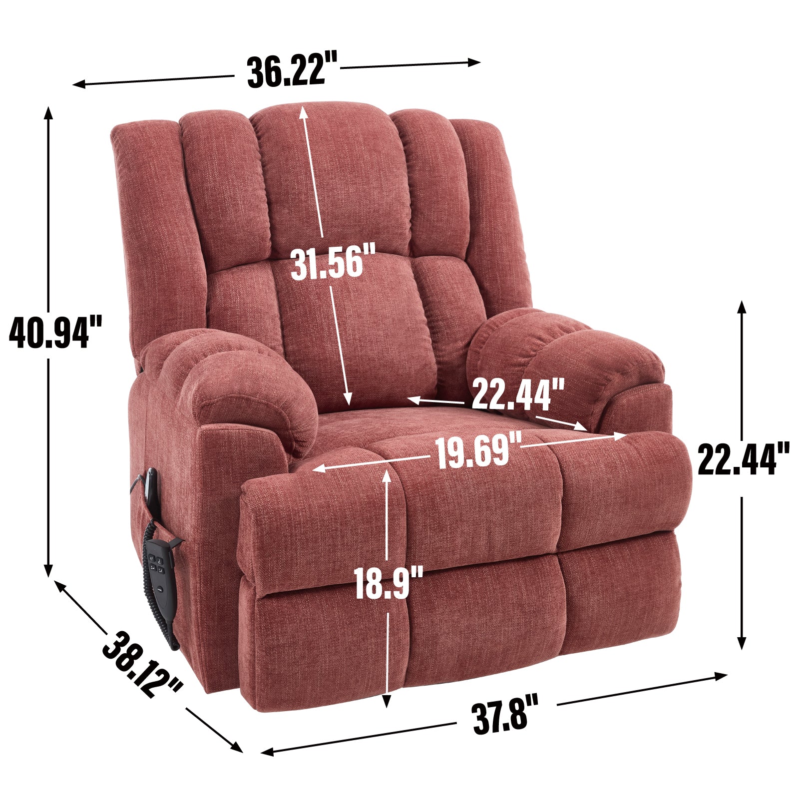Dual-Motor Heat & Massage Power Lift Recliner, 350 lb Capacity detail image 88