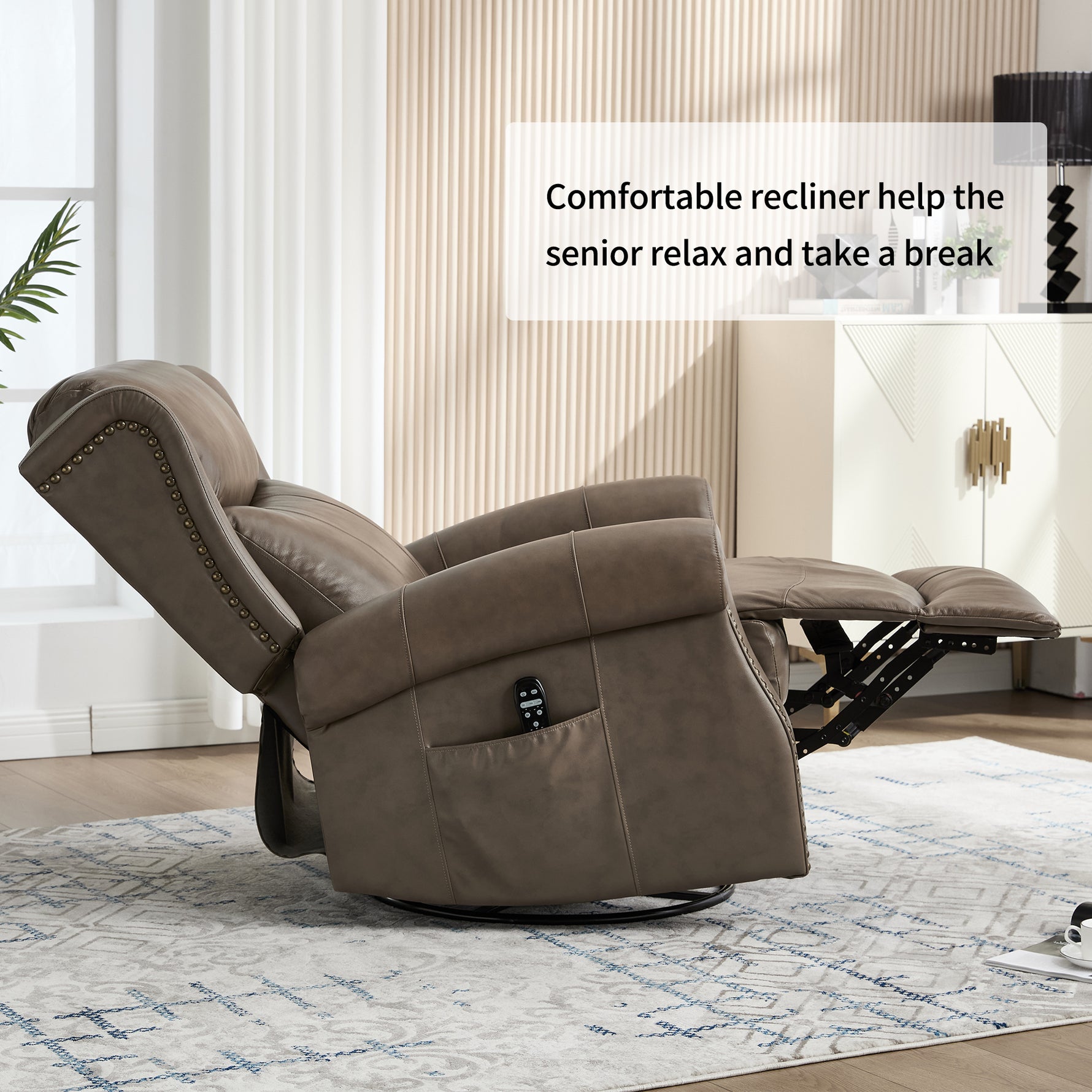 Heat Massage Manual Recliner Chair with Rocker and Swivel for Living Room detail image 119