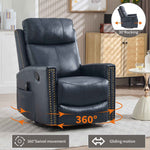 Genuine Leather Heat Massage Manual Recliner Chair with Rocker and Swivel for Living Room detail image 40