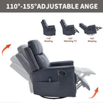 Genuine Leather Heat Massage Manual Recliner Chair with Rocker and Swivel for Living Room detail image 42