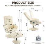 Ergonomic Recliner Chair with Ottoman - 360° Swivel Massage Lounge detail image 3