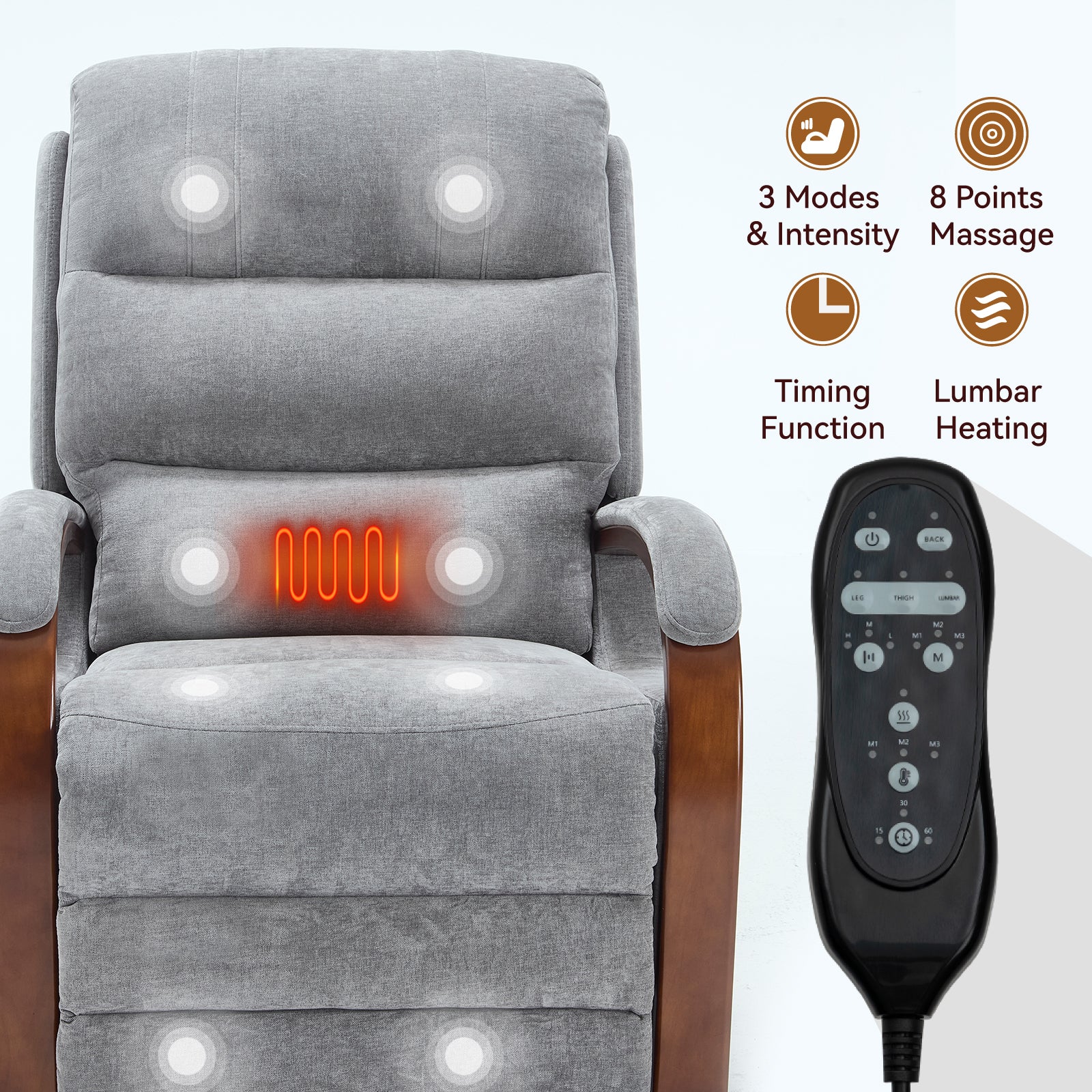 Power Chenille Lift Recliner Chair Dual Motor Infinite Position Up to 350 Pounds detail image 44