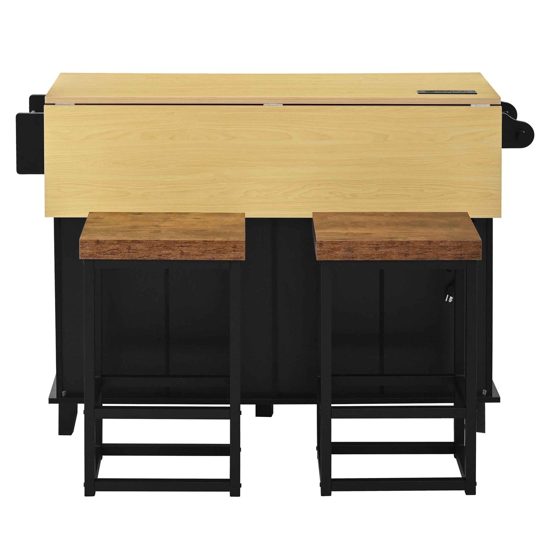 Farmhouse Kitchen Island with Drop Leaf, Power Outlet & 2 Seats product view 48