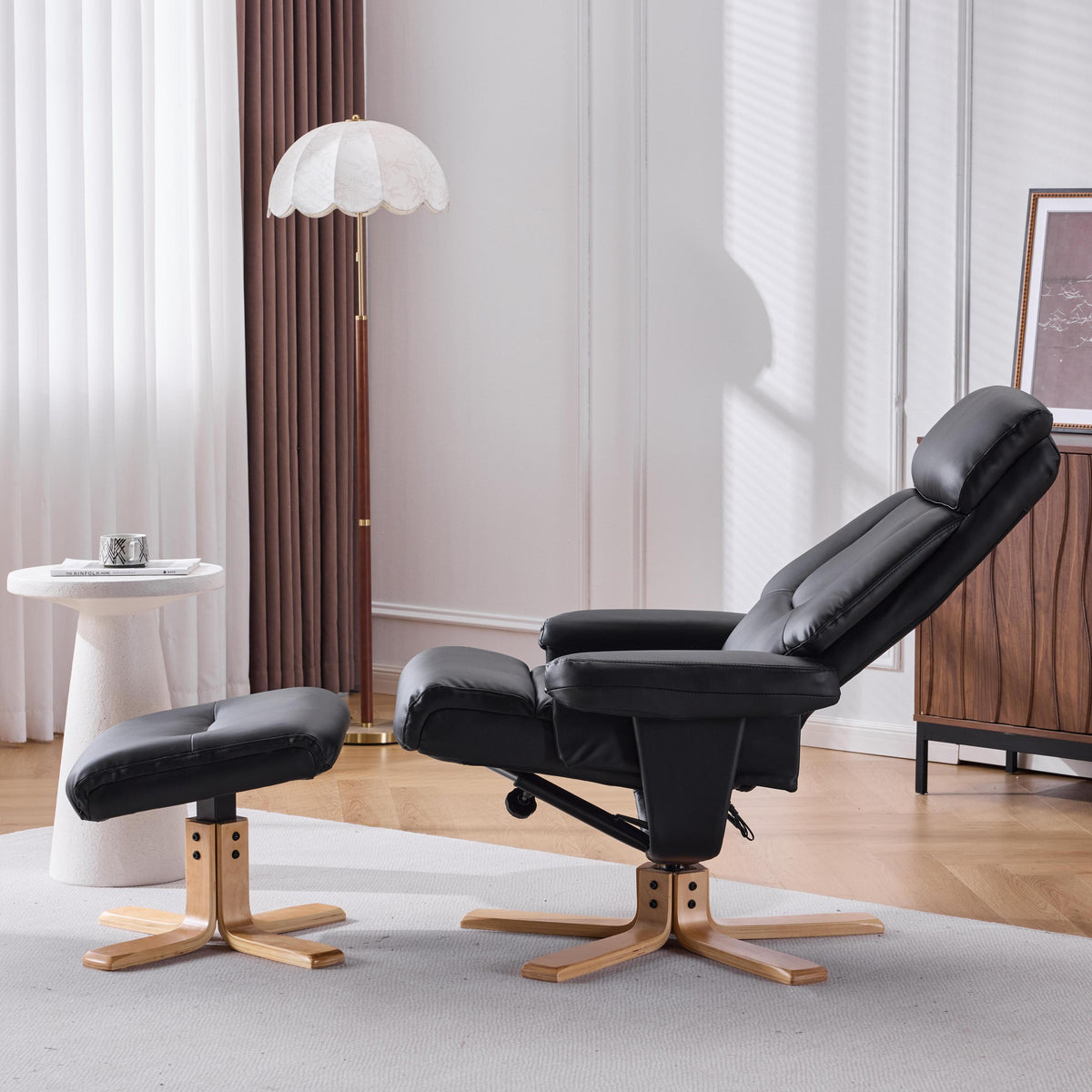 Modern Heated Massage 360° Swivel Recliner Accent Chair with Ottoman, Ergonomic detail image 33