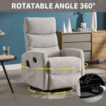Heat Massage Manual Recliner Chair with Rocker and Swivel in Fabric for Living Room detail image 27