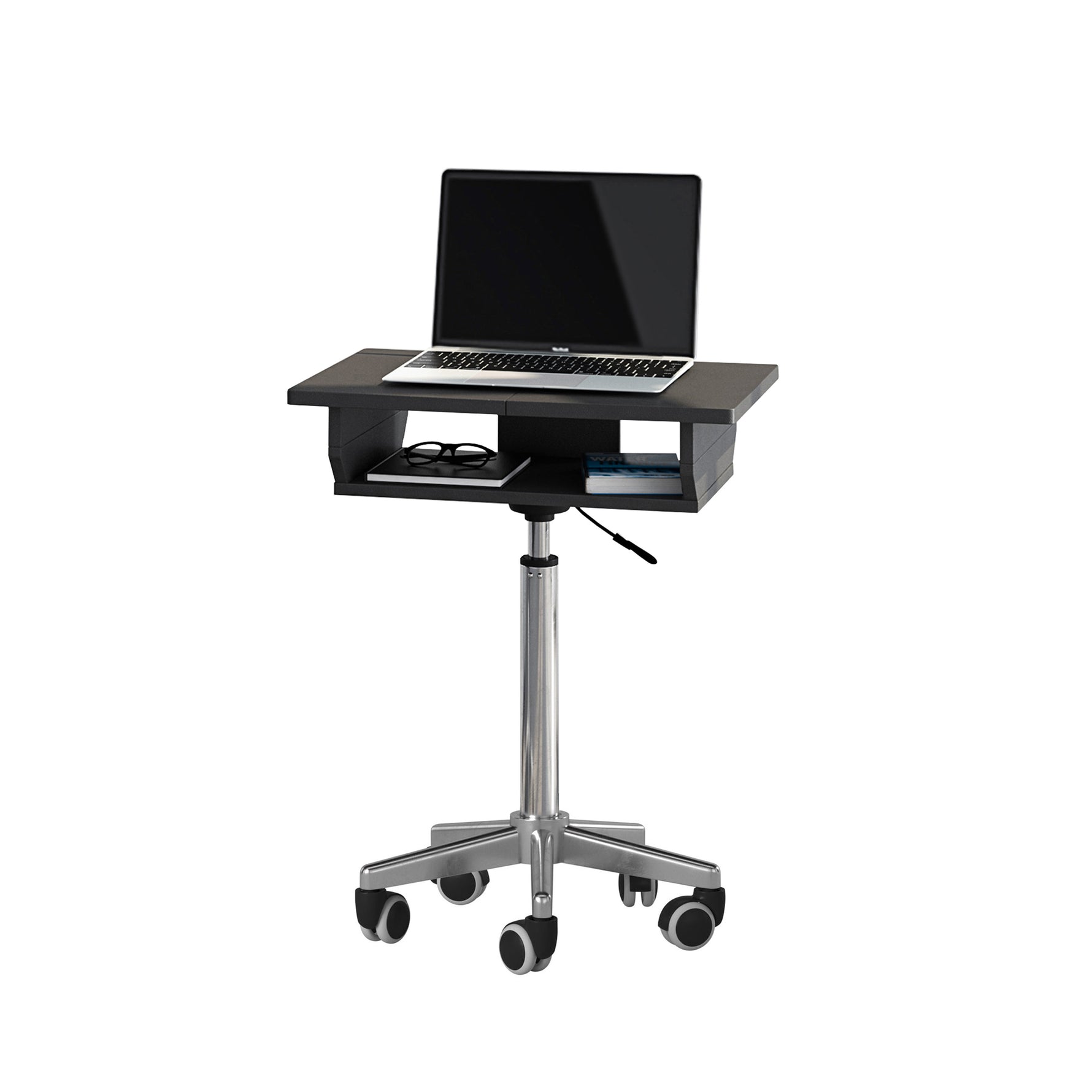 Techni Mobili Folding Table Laptop Cart, Graphite mobile laptop workstation