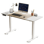 55'×24' White&Oak Electric Standing Desk Height Adjustable Desk for Home and Office Computer Table Gaming Desk Modern Lift-up Desk - Sleek Space Mod