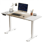 55'×24' White&Oak Electric Standing Desk Height Adjustable Desk for Home and Office Computer Table Gaming Desk Modern Lift-up Desk - Sleek Space Mod