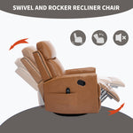 Genuine Leather Heat Massage Manual Recliner Chair with Rocker and Swivel for Living Room detail image 61