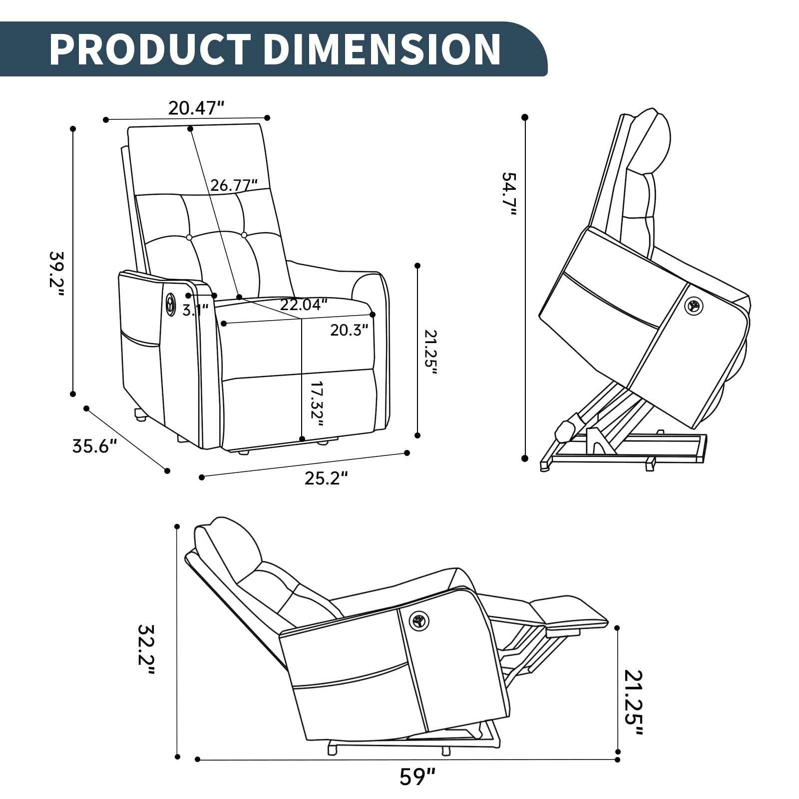 Single Motor Power Lift Recliner Chair with Massage & Heat detail image 3