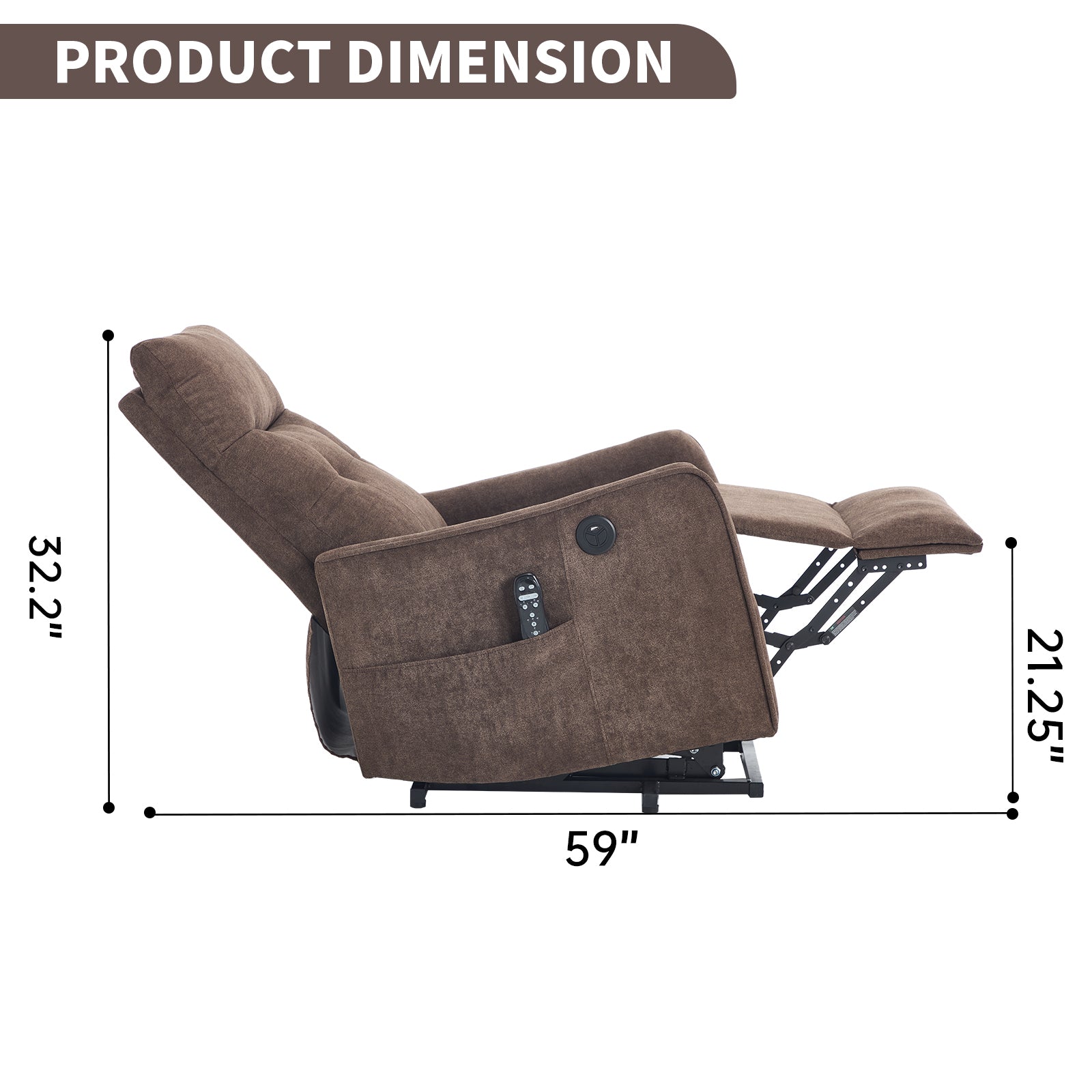 Chenille Single-Motor Power Lift Recliner with Massage & Heat detail image 31