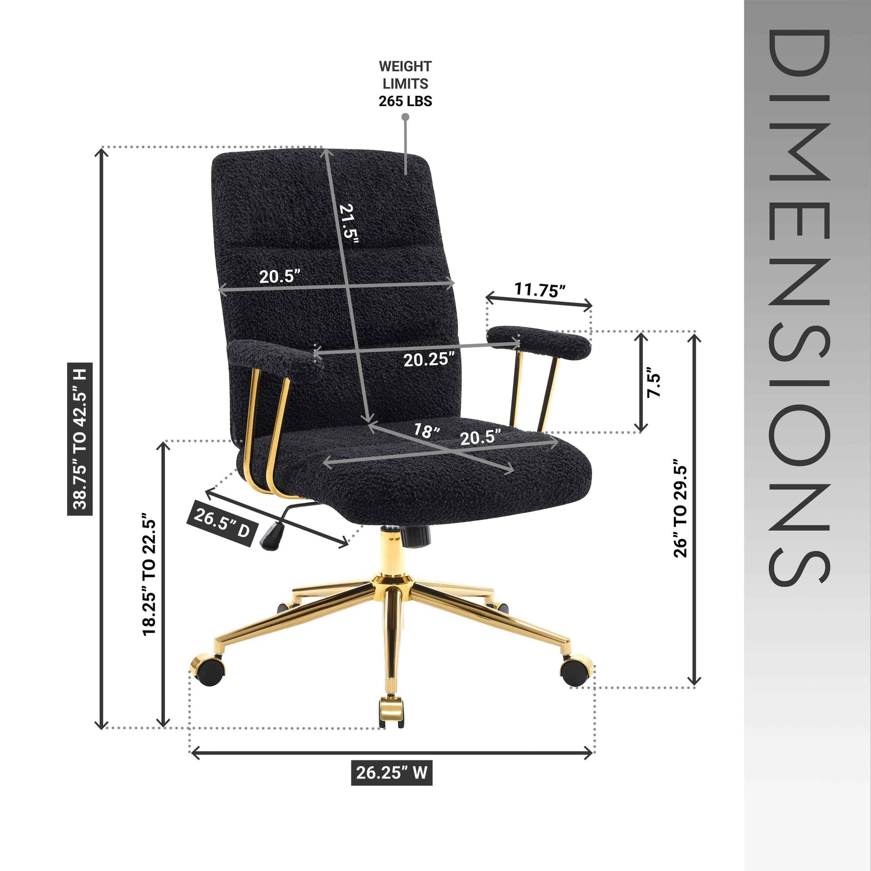 Textured Boucle Gold Office Chair with Padded Arms workspace desk setup