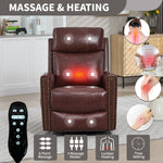 Genuine Leather Heat Massage Manual Recliner Chair with Rocker and Swivel for Living Room detail image 26