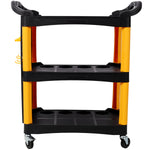 3-Tier Rolling Auto Detail Cart with Panel & Hooks for workshop, garage, storage, or utility use
