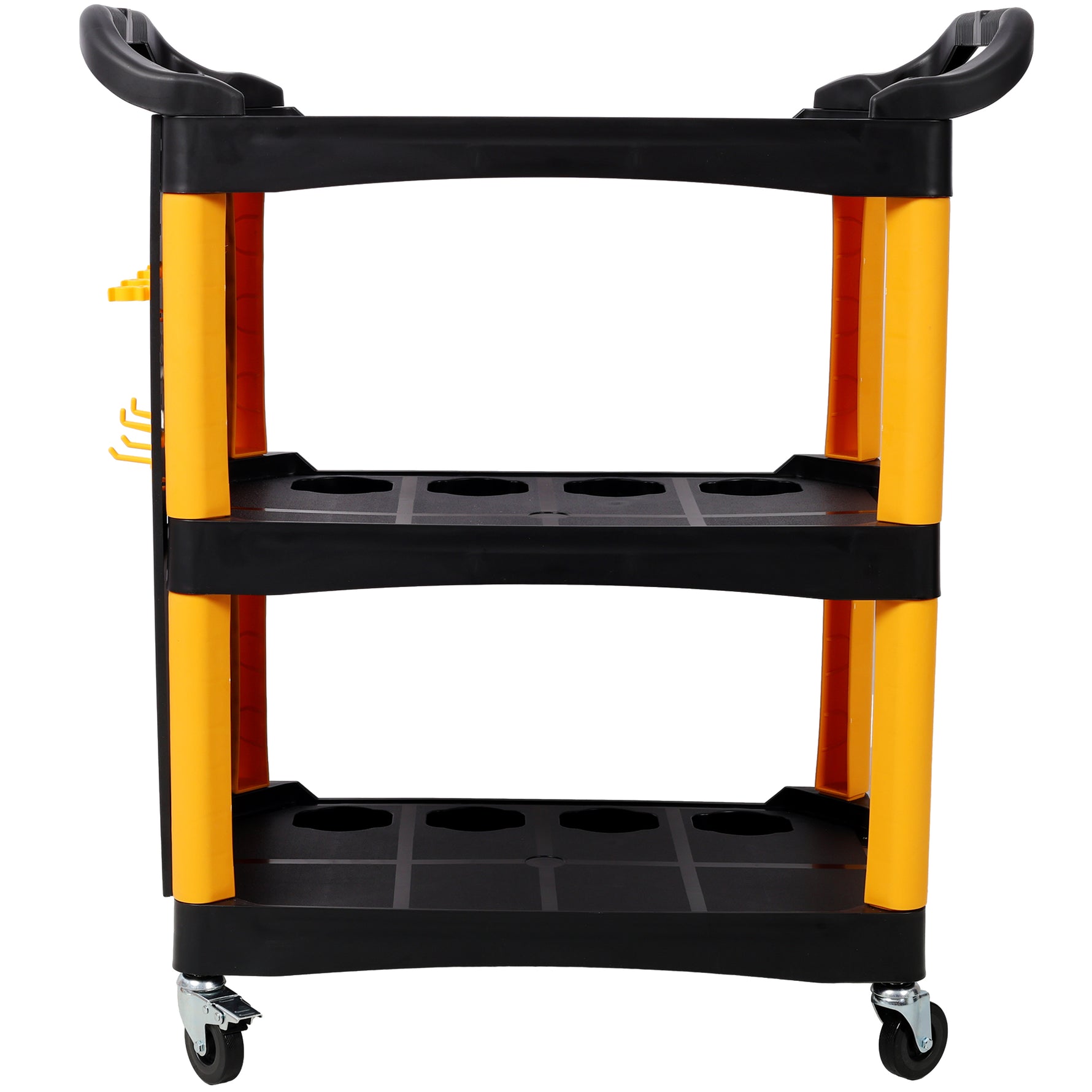 3-Tier Rolling Auto Detail Cart with Panel & Hooks for workshop, garage, storage, or utility use