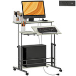 HOMCOM Height Adjustable Standing Desk with Power Outlets workspace desk setup