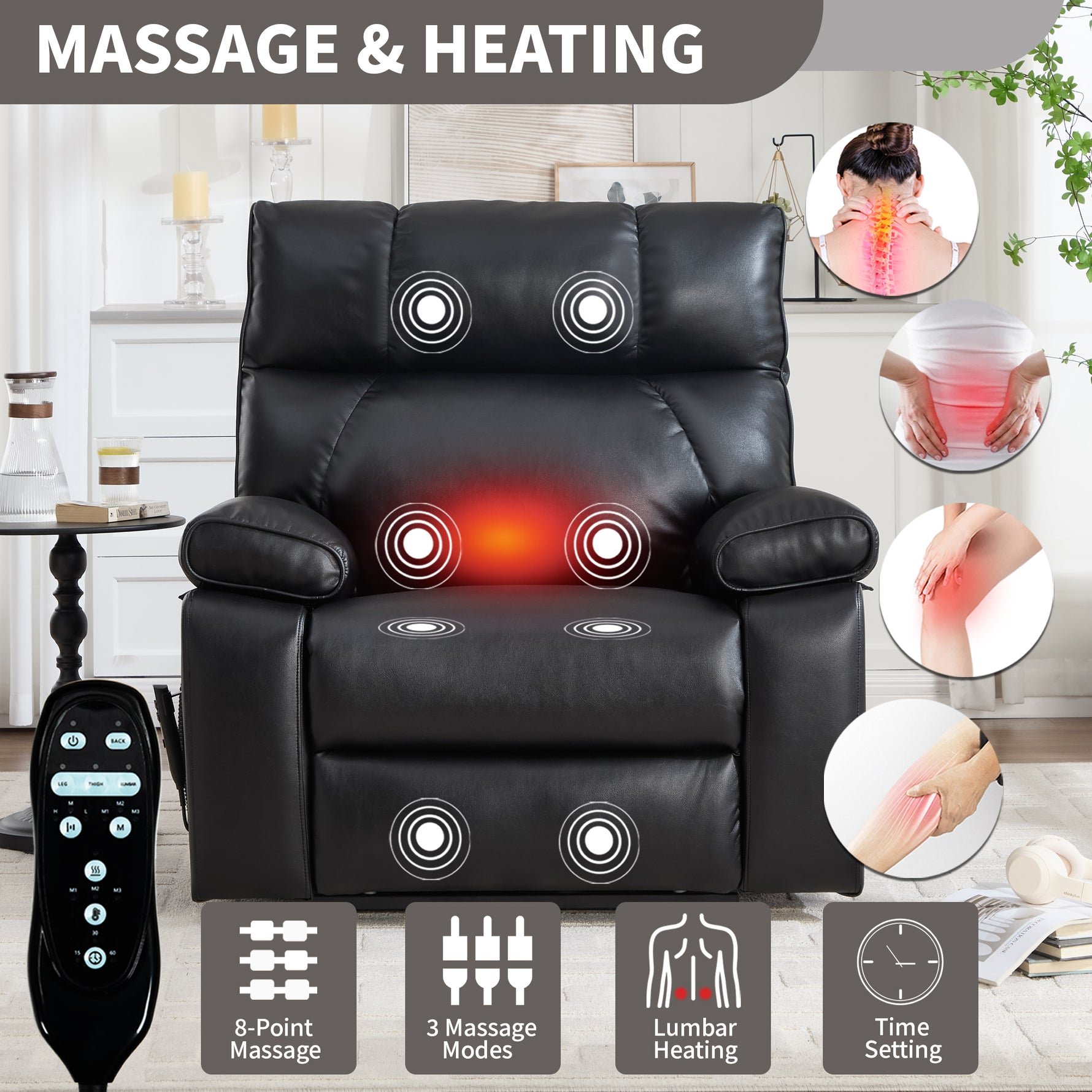 Dual-Motor Power Lift Recliner with Heat & Massage, 350 lb Capacity detail image 30