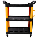 3-Tier Rolling Auto Detail Cart with Panel & Hooks for workshop, garage, storage, or utility use