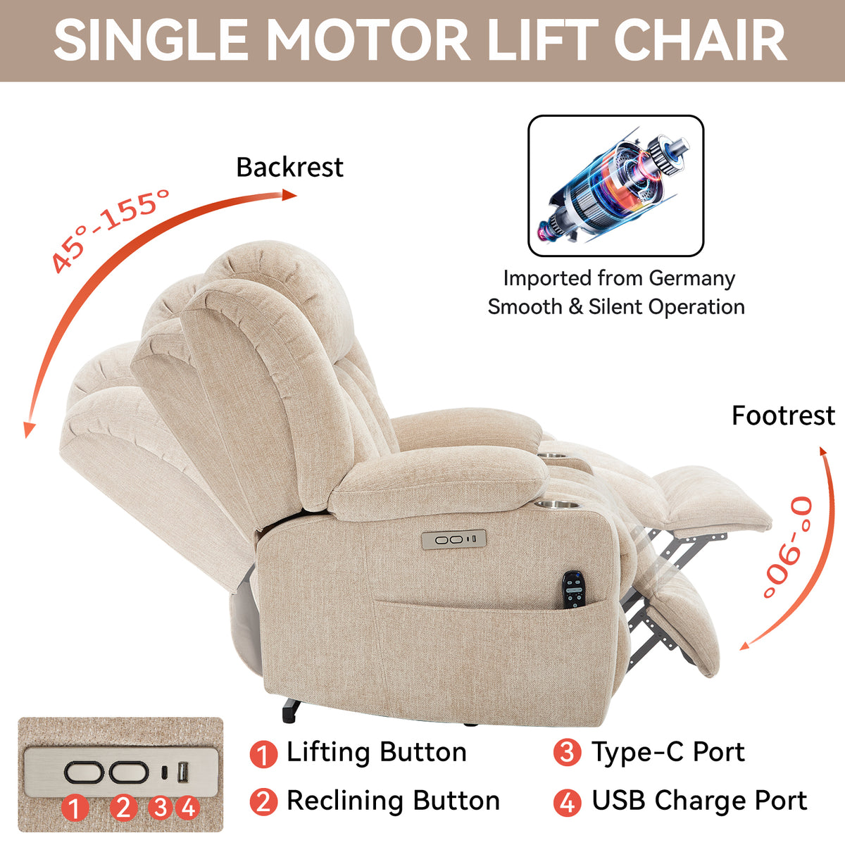 Dual-Motor Leather-Air Power Lift Recliner detail image 80