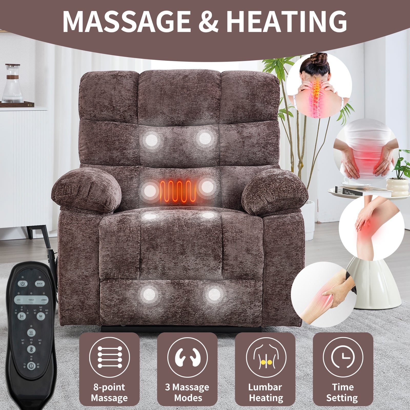 Dual-Motor Lift Recliner with Heat & Massage, 350 lb Capacity detail image 61