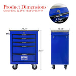 Rolling 5-Drawer Steel Tool Chest with Stainless Steel Top for workshop, garage, storage, or utility use
