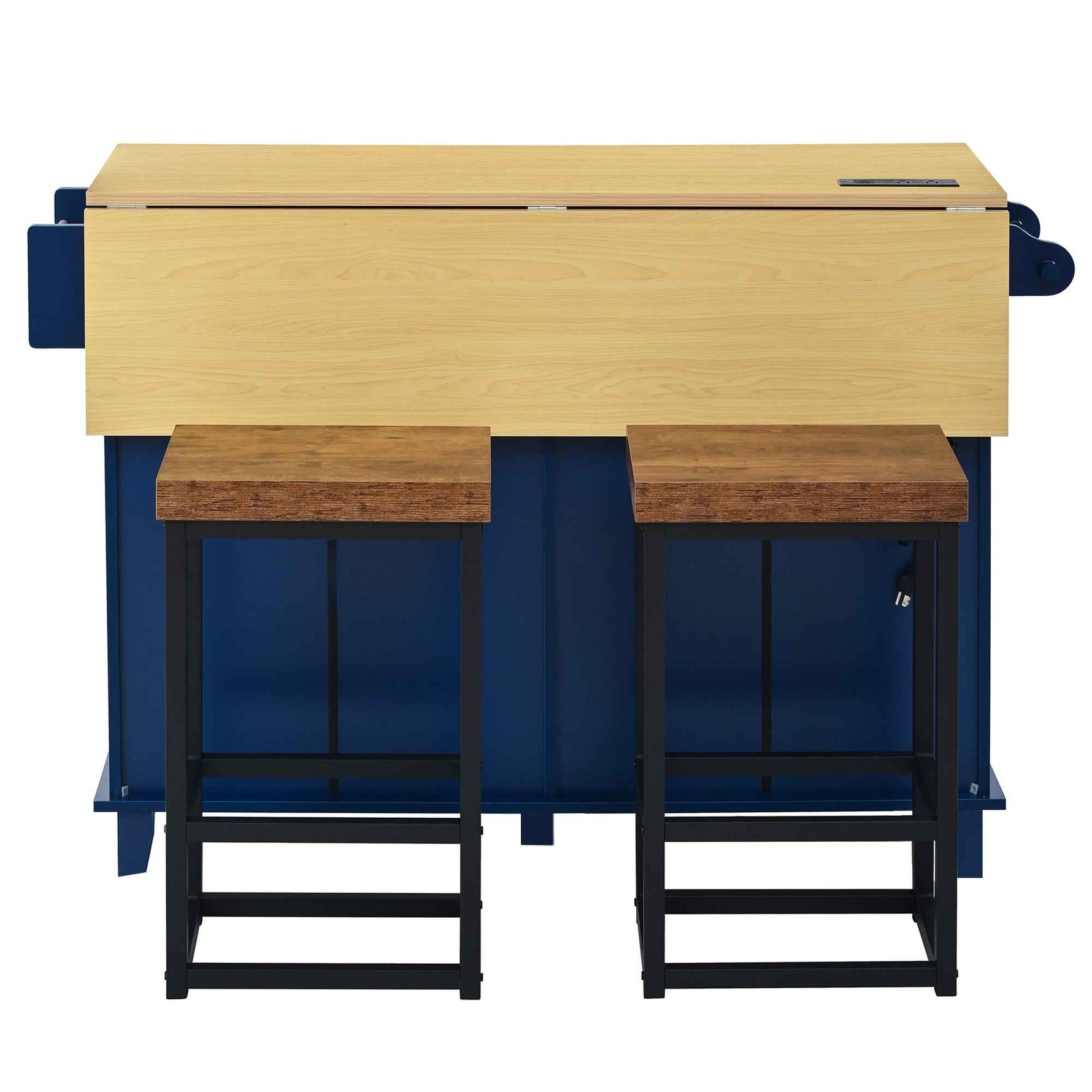 Farmhouse Kitchen Island with Drop Leaf, Power Outlet & 2 Seats product view 6