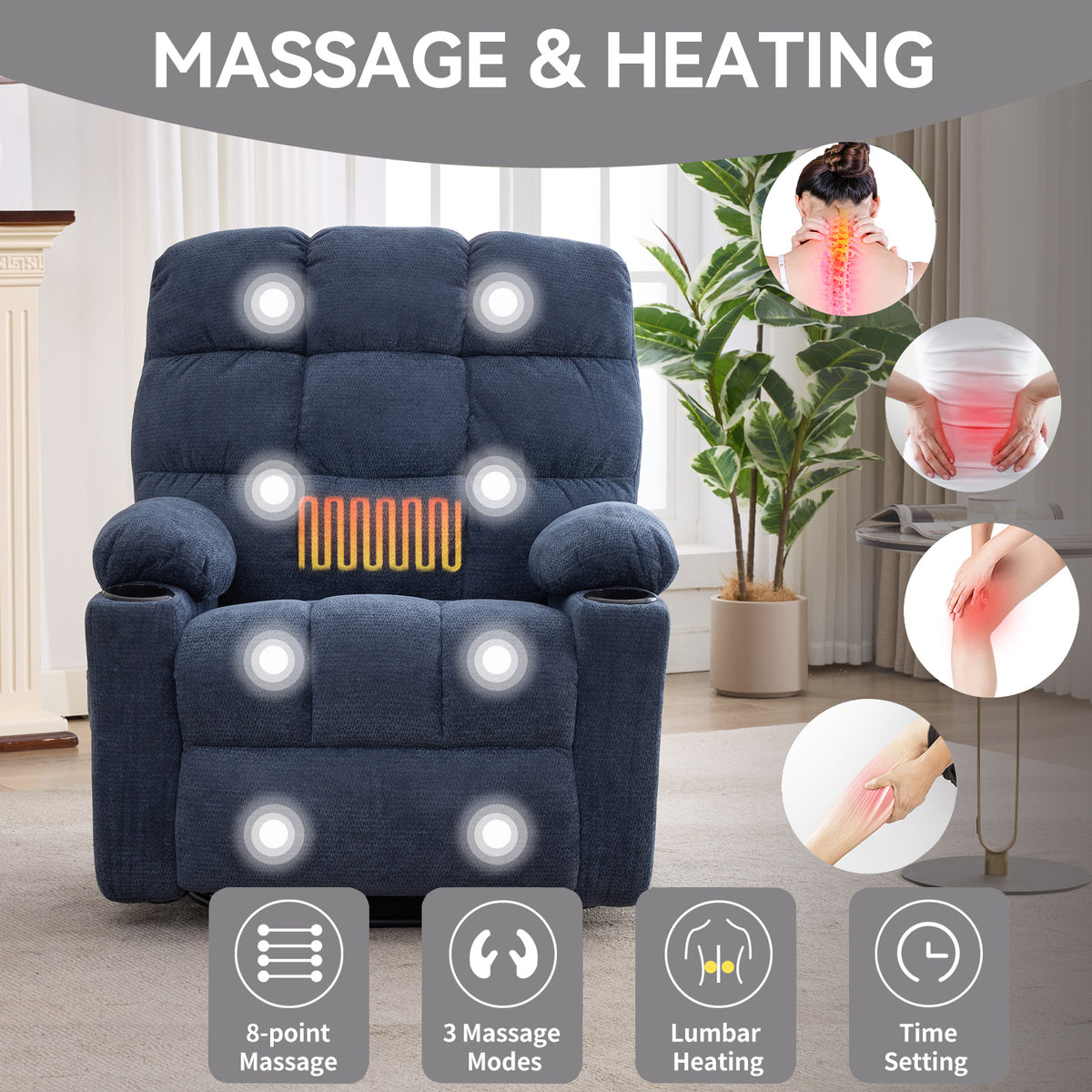 Fabric Heat & Massage Recliner detail image 9
