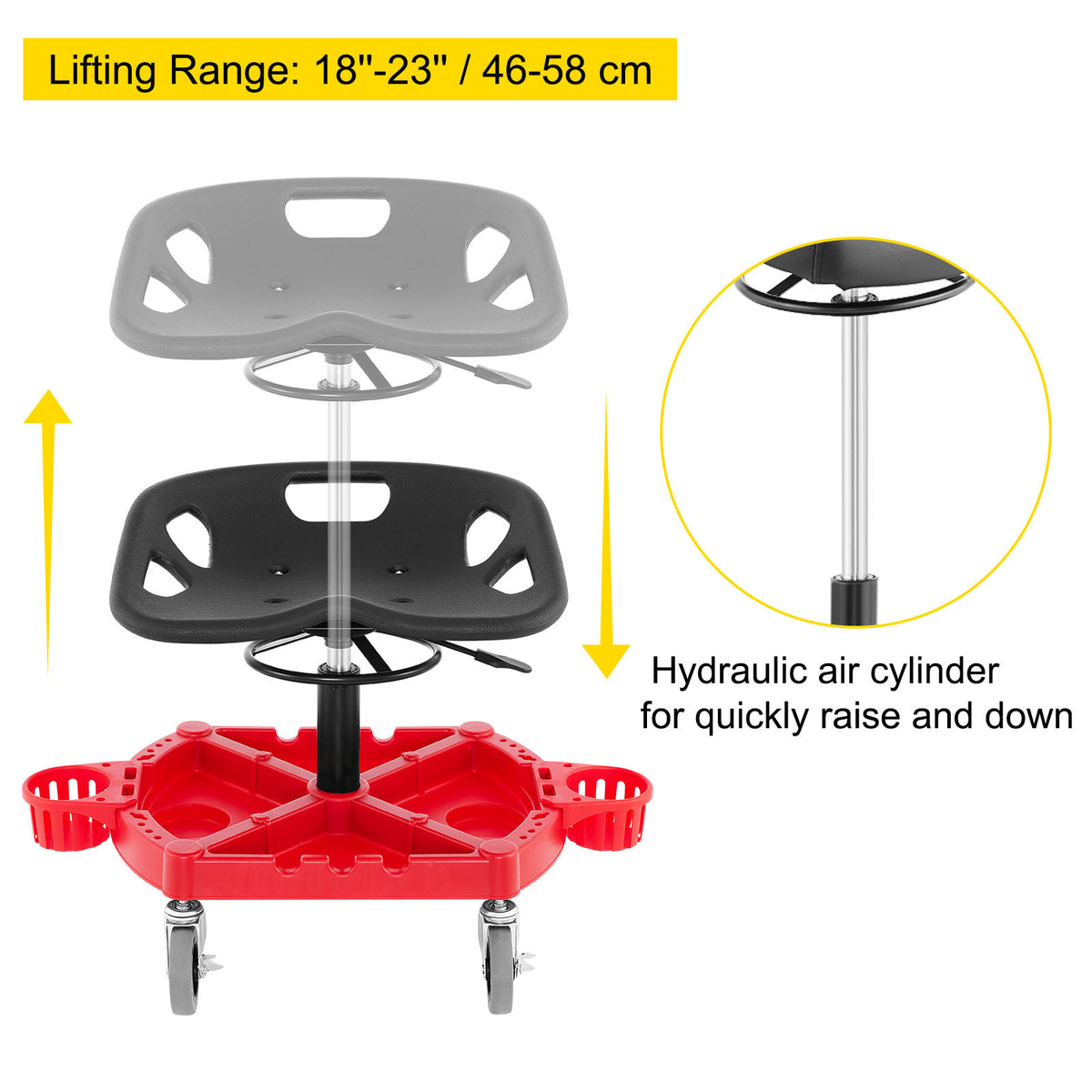 VEVOR Adjustable Rolling Garage Stool, 18–23 in. product image