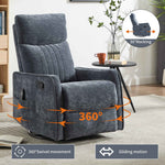 Heat Massage Manual Recliner Chair with Rocker and Swivel in Fabric for Living Room detail image 23