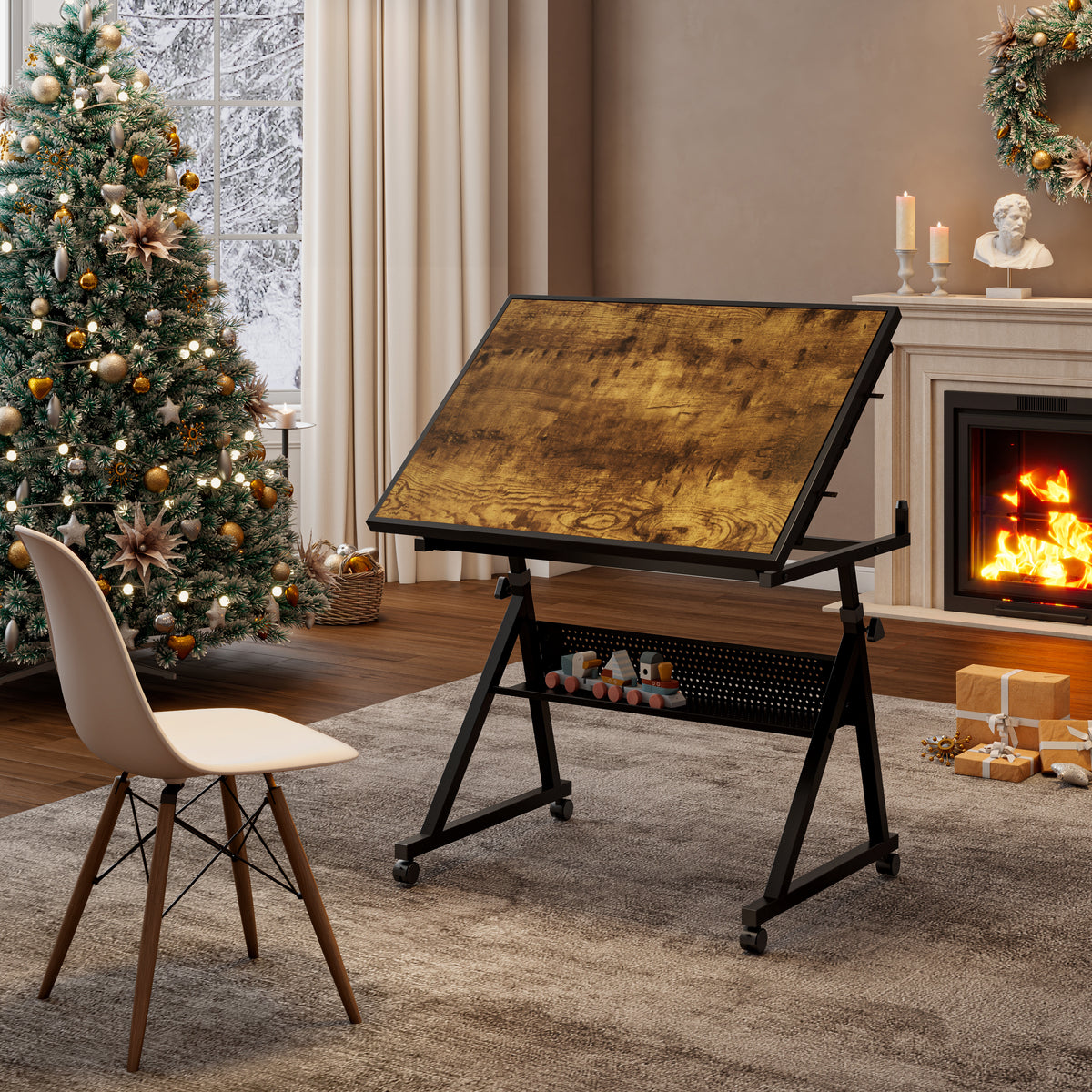 1500-Piece Rolling Jigsaw Puzzle Table with 4 Trays hobby and puzzle table