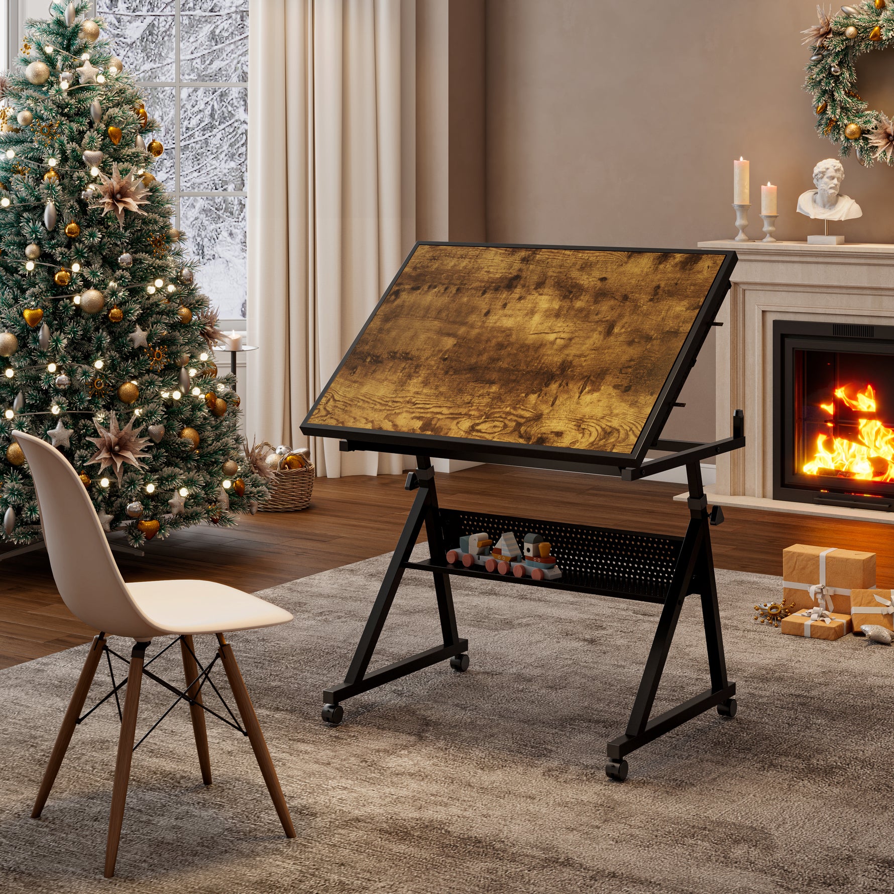 1500-Piece Rolling Jigsaw Puzzle Table with 4 Trays hobby and puzzle table