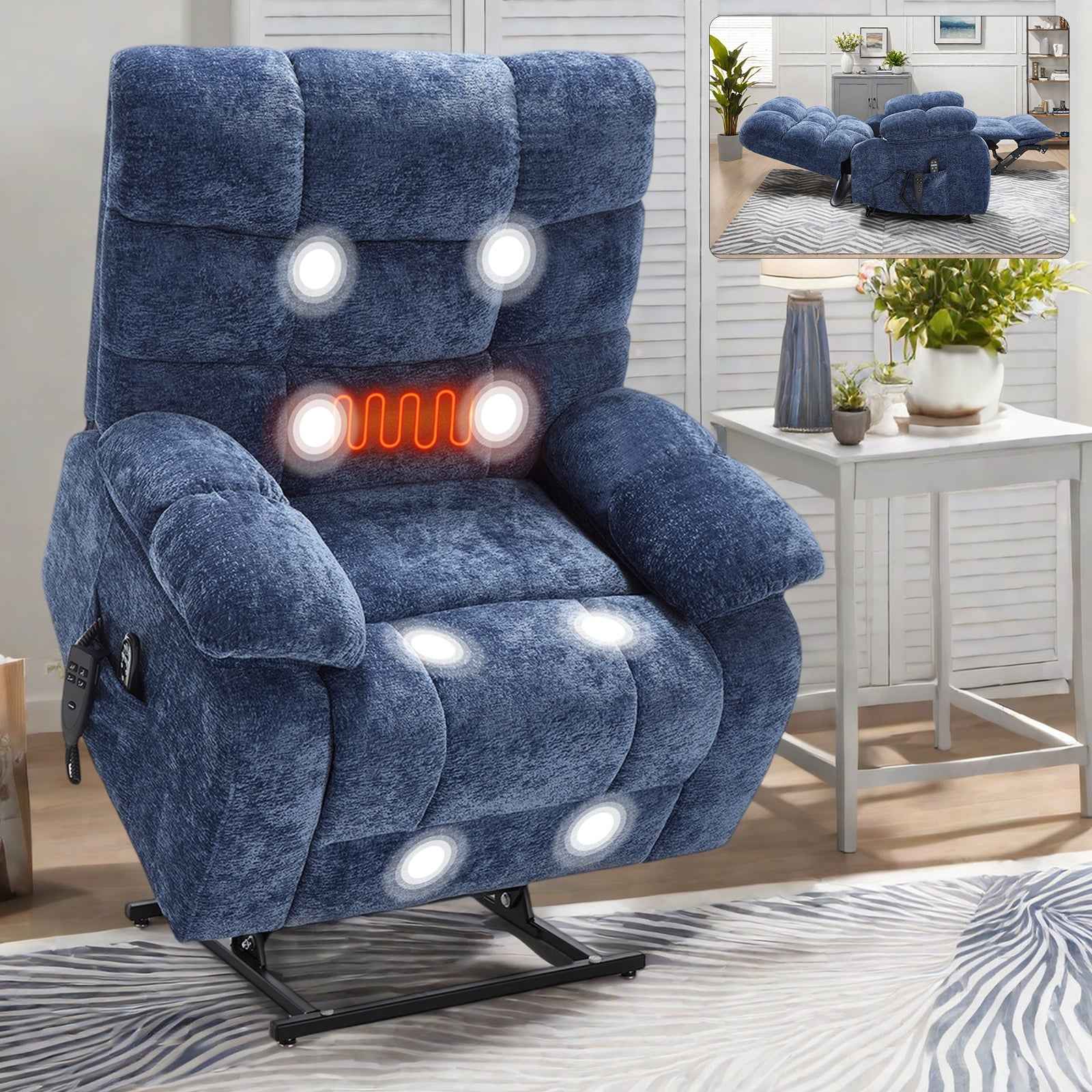 Dual-Motor Lift Recliner with Heat & Massage, 350 lb Capacity detail image 72
